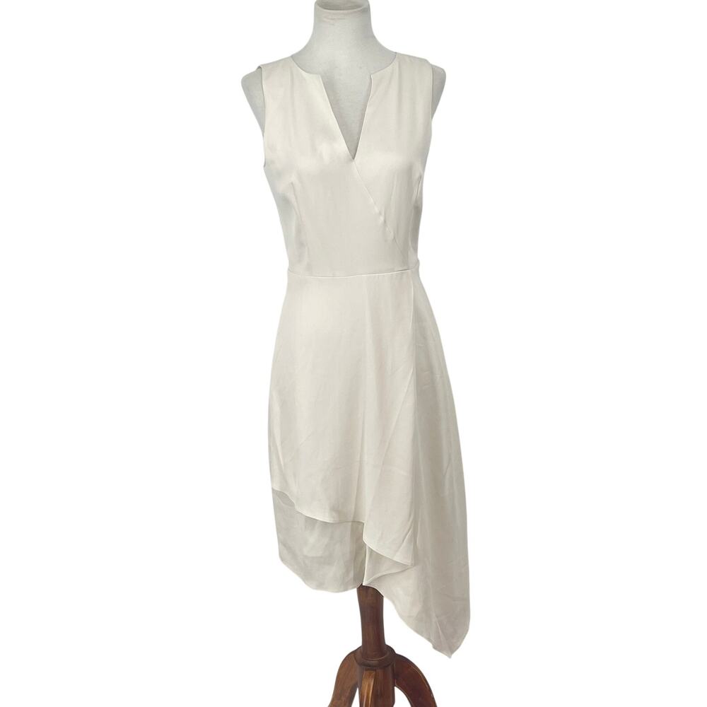 J Crew‎ 365 Asymmetrical Sheath Dress Dobby Cream Size 0 Minimalist